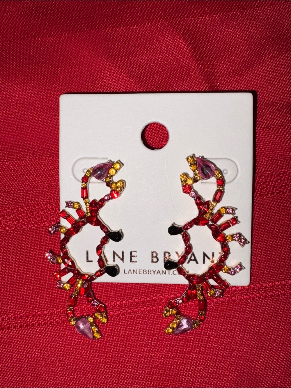 Lane Bryant Rhinestone Crab Zodiac Cancer Fun Novelty Earrings